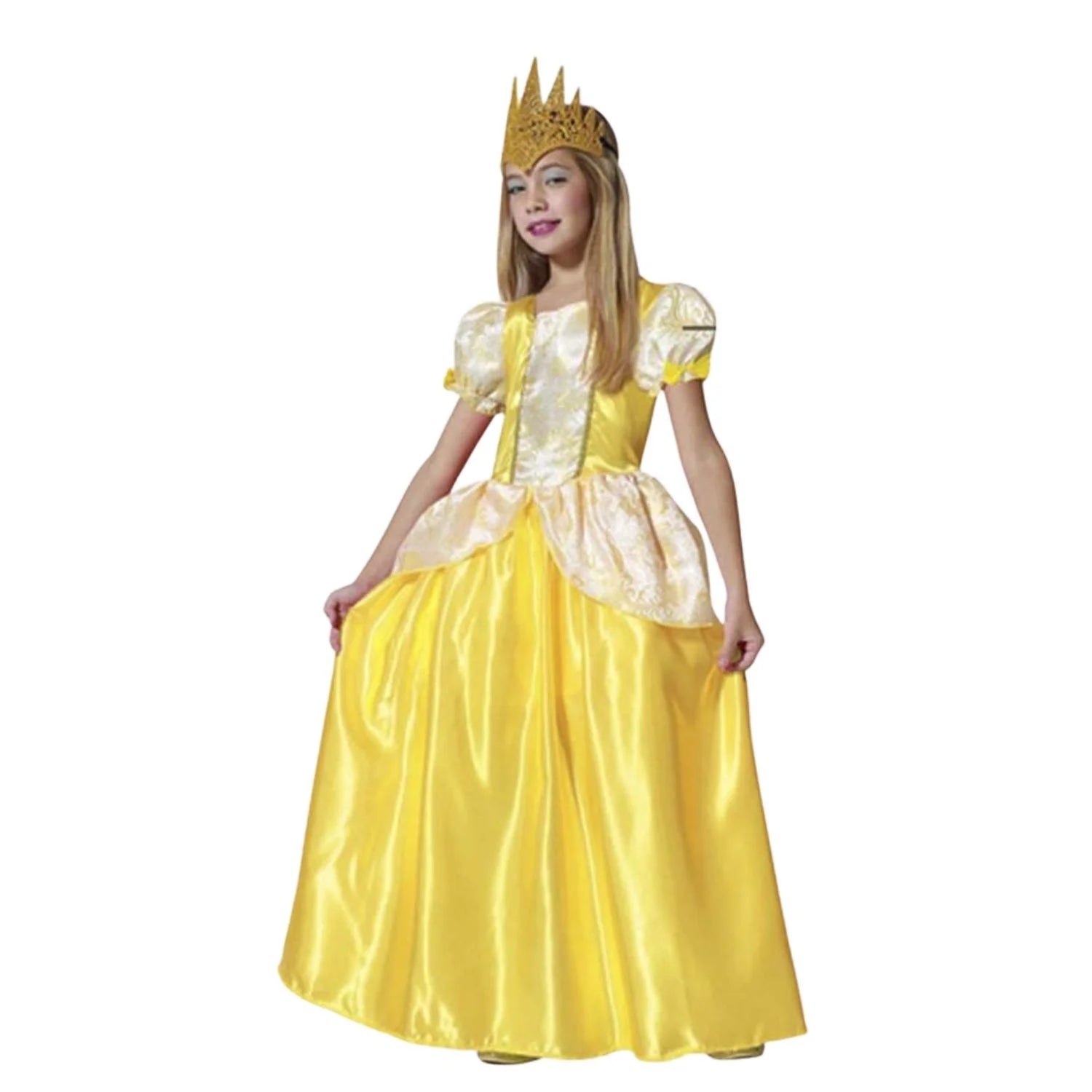 Disfraz princesa dorado niña con vestido elegante infantil