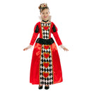 Disfraz de Reina de Corazones para niña con vestido rojo, collar y tiara ideal para Carnaval y fiestas temáticas