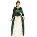 Disfraz de reina medieval verde para mujer adulta con vestido largo elegante ideal para Carnaval y fiestas temáticas