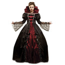 Disfraz Reina Vampira Mujer con vestido negro y rojo, enagua y cuello