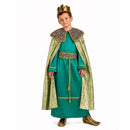 Niño con disfraz Rey Gaspar Lujo Infantil en color verde y dorado