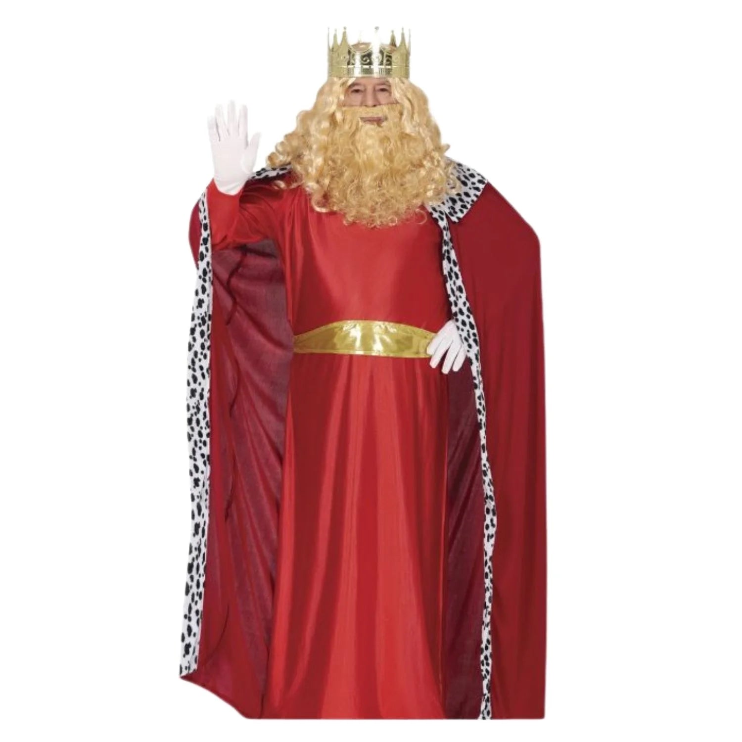 Disfraz de Rey Mago adulto rojo con túnica capa y cinturón para cabalgatas de Navidad