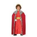 Niño con disfraz de Rey Mago rojo con túnica capa y cinturón para Navidad