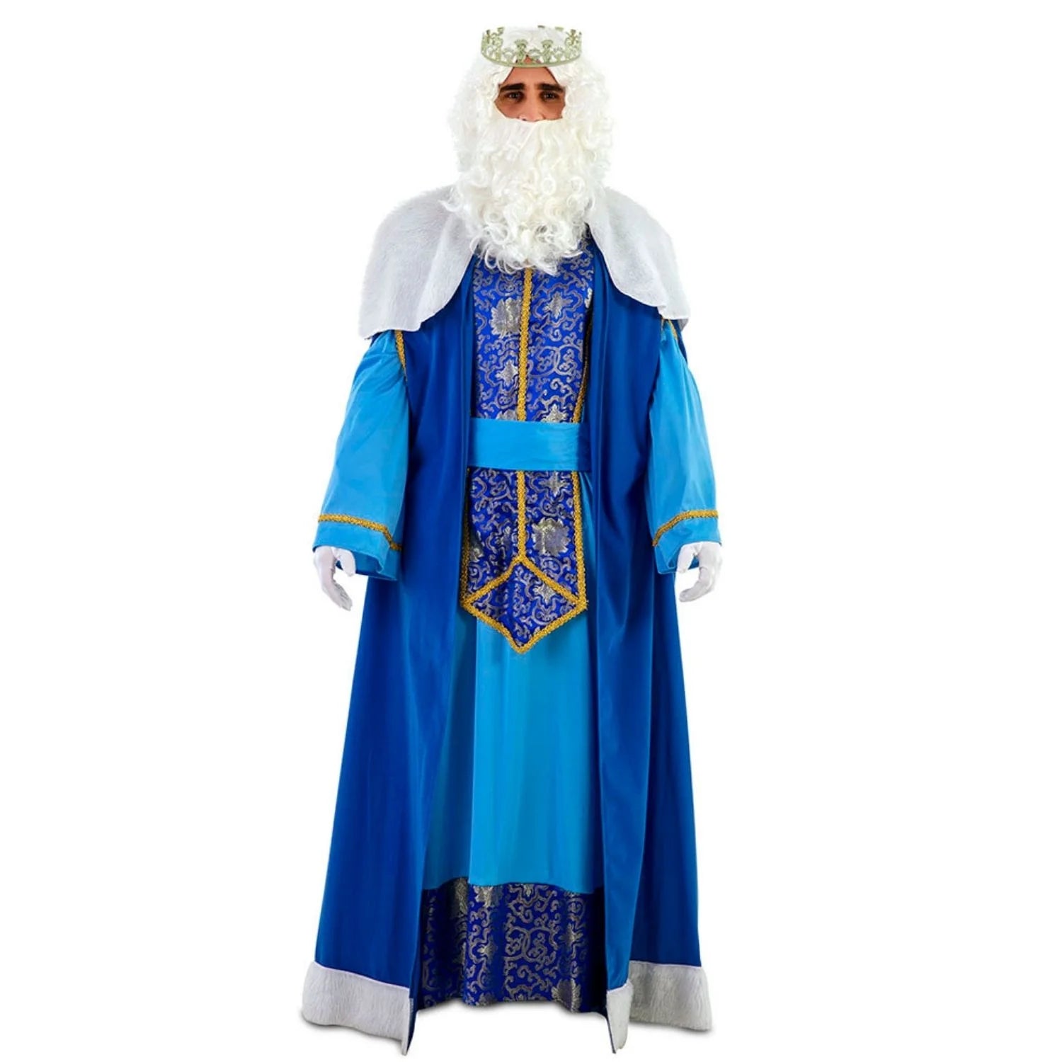 Disfraz Rey Mago Melchor Azul con túnica y capa para Navidad