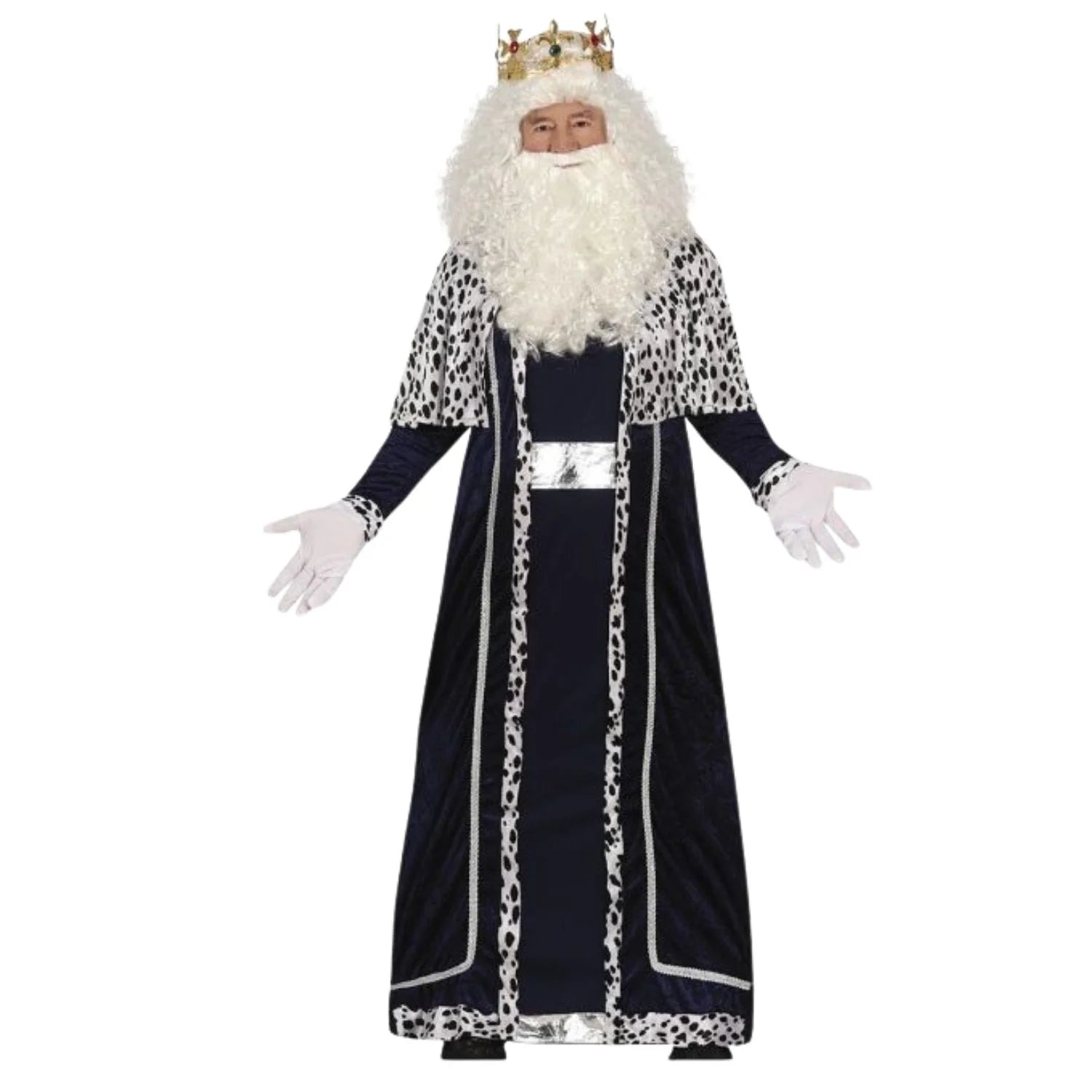 Disfraz de Rey Mago blanco para adulto con túnica y capa ideal para cabalgata de Navidad