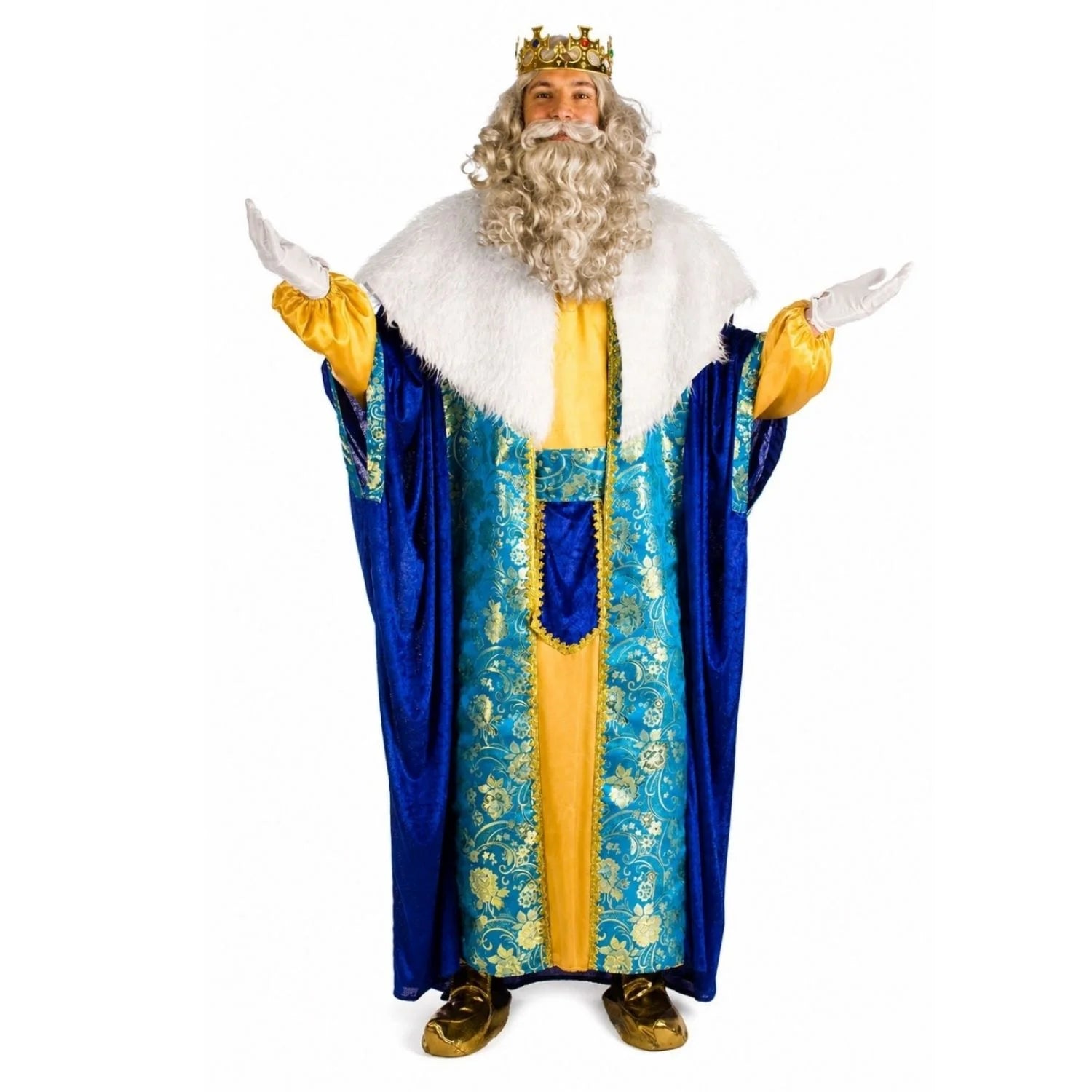 Disfraz Rey Melchor adulto con capa de terciopelo para Navidad