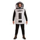 Hombre con disfraz de robot adulto plateado con cabeza integrada