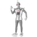 Disfraz de robot para hombre con capucha, cuerpo metálico, guantes y cubre zapatos para Carnaval