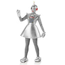 Disfraz de robot para mujer con capucha, vestido y guantes estilo futurista para Carnaval
