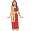 Disfraz de romana roja infantil con toga y túnica para Carnaval y fiestas escolares