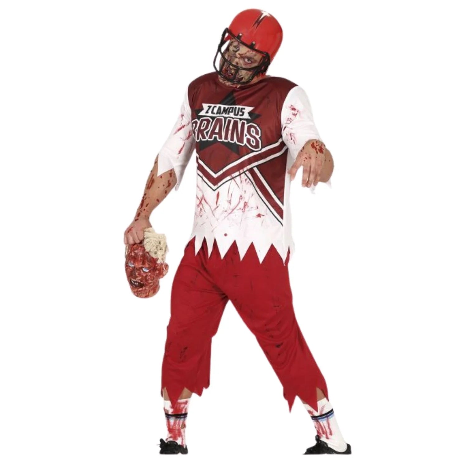 Disfraz rugby zombie adulto con camiseta y pantalón para Halloween