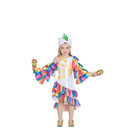 Disfraz de rumbera para niña con vestido y volantes coloridos
