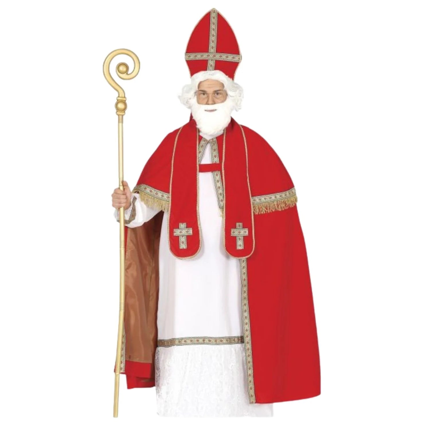 Disfraz San Nicolás con túnica roja y gorro navideño