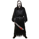 Adulto con disfraz Scream negro con máscara blanca de terror para Halloween