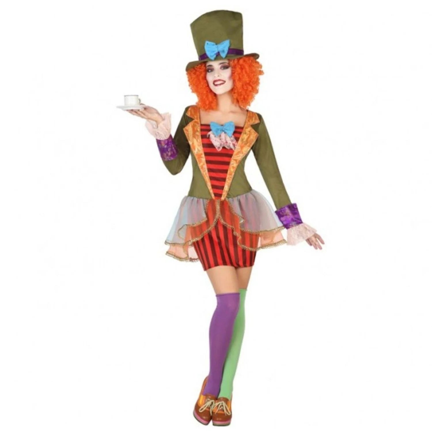 Disfraz de sombrerera con vestido y sombrero para Carnaval