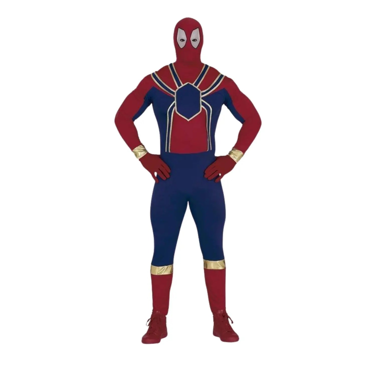 Disfraz Spider Azul para adulto con mono completo y capucha inspirado en superhéroes arácnidos