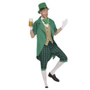 Disfraz de St. Patrick para hombre con chaqueta verde, chaleco, camisa, pajarita y pantalón de cuadros