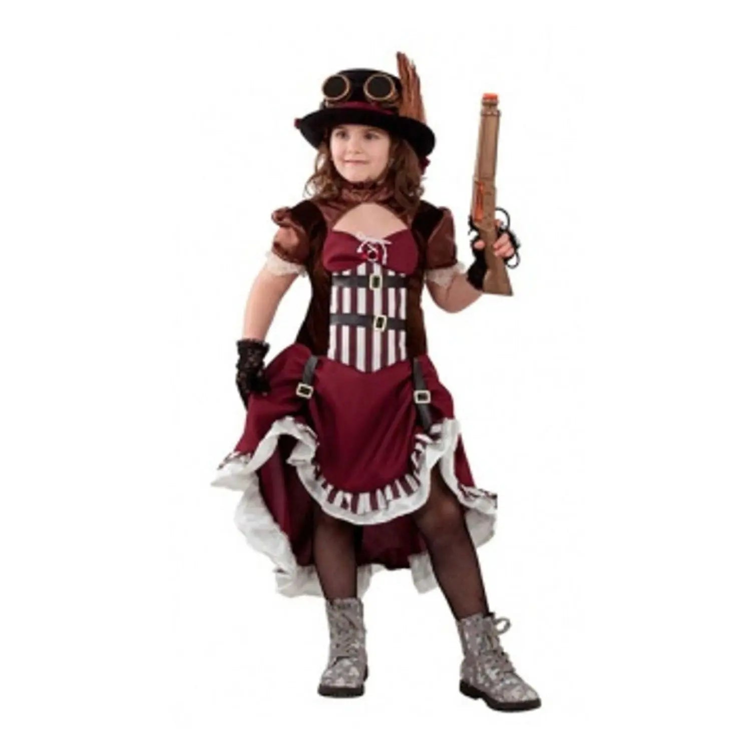 Disfraz de Steampunk para niña con vestido de inspiración victoriana y estilo retrofuturista