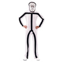 Disfraz stickman adulto con mono estampado y dos máscaras intercambiables ideal para Carnaval y fiestas divertidas