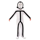 Disfraz stickman infantil con mono estampado y dos máscaras de niño y niña ideal para Carnaval y fiestas escolares