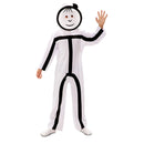 Disfraz stickman infantil con mono estampado y dos máscaras de niño y niña ideal para Carnaval y fiestas escolares