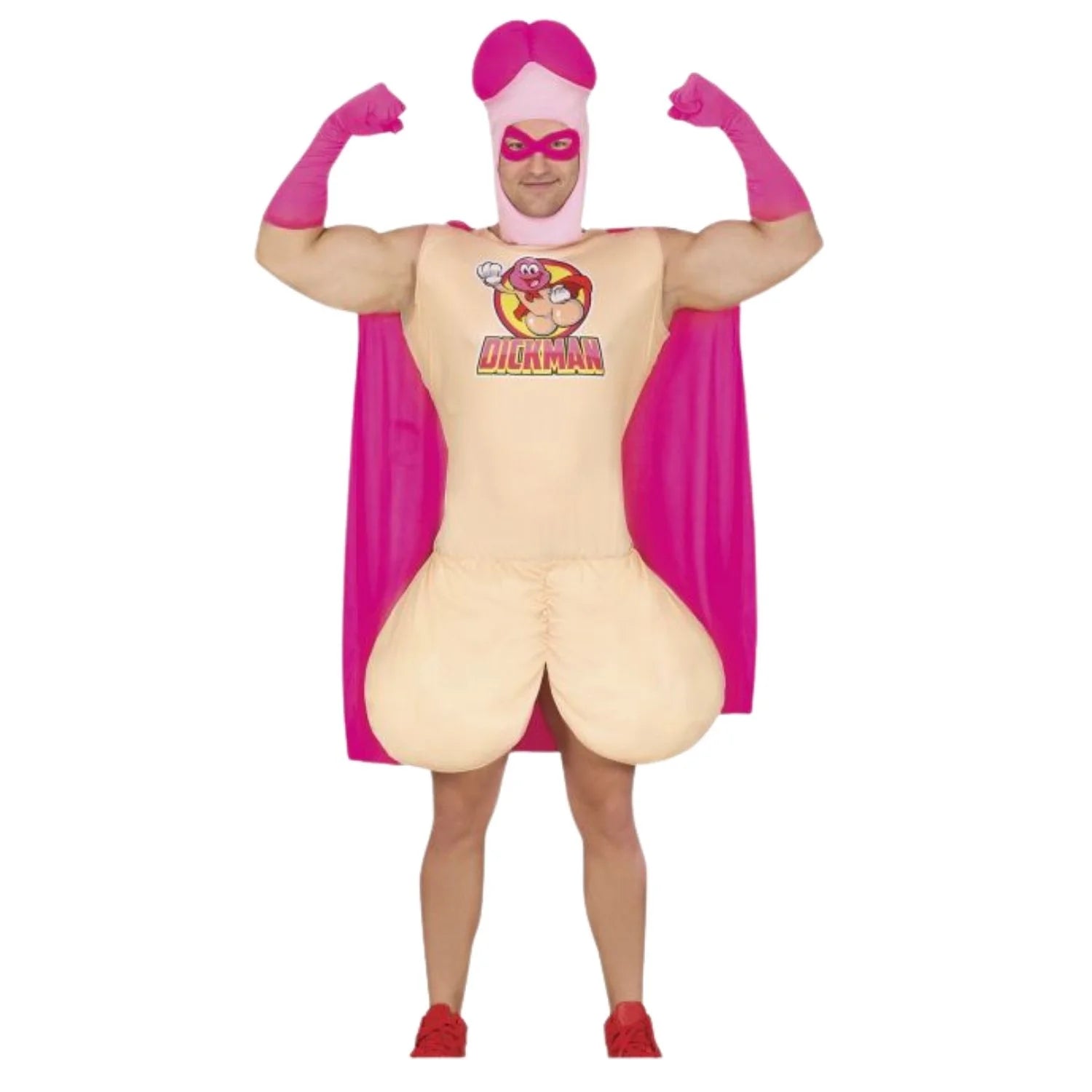 Disfraz Super Pene adulto con capa y antifaz para despedidas