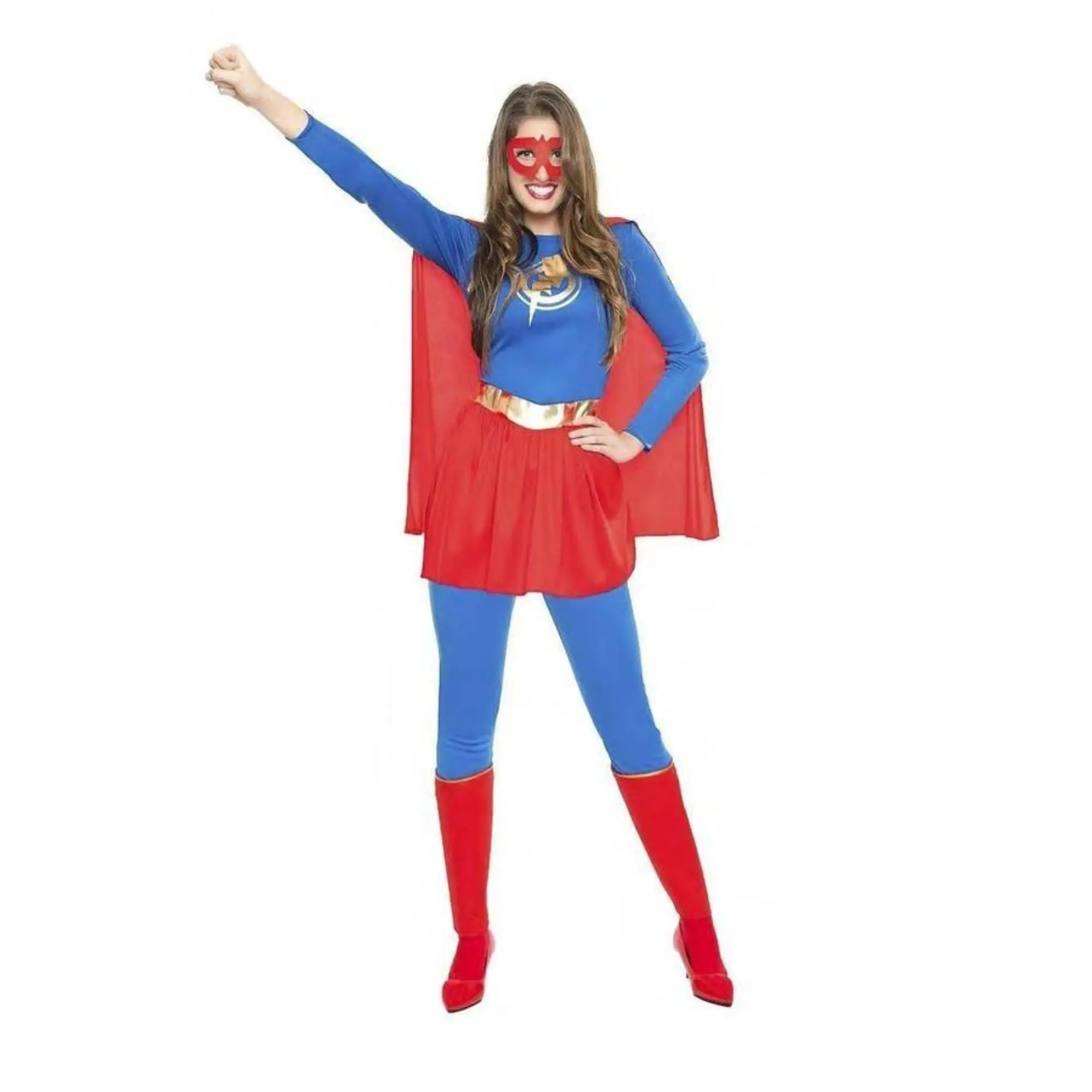 Disfraz de Supergirl para mujer con capa, antifaz y falda completo para Carnaval