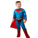 Niño con disfraz de Superman acolchado con capa roja y cubrebotas