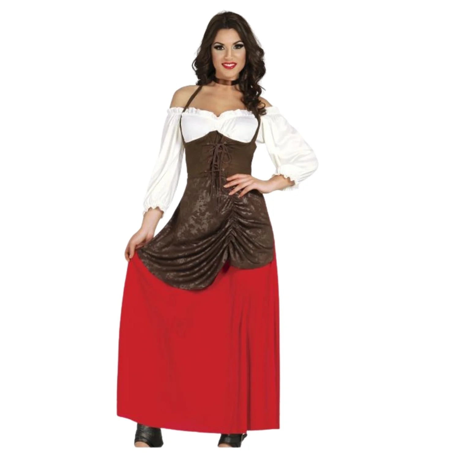 Disfraz tabernera para mujer con vestido medieval