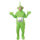 Adulto con disfraz verde de Teletubbie Dipsy con mono entero y gorro con antena