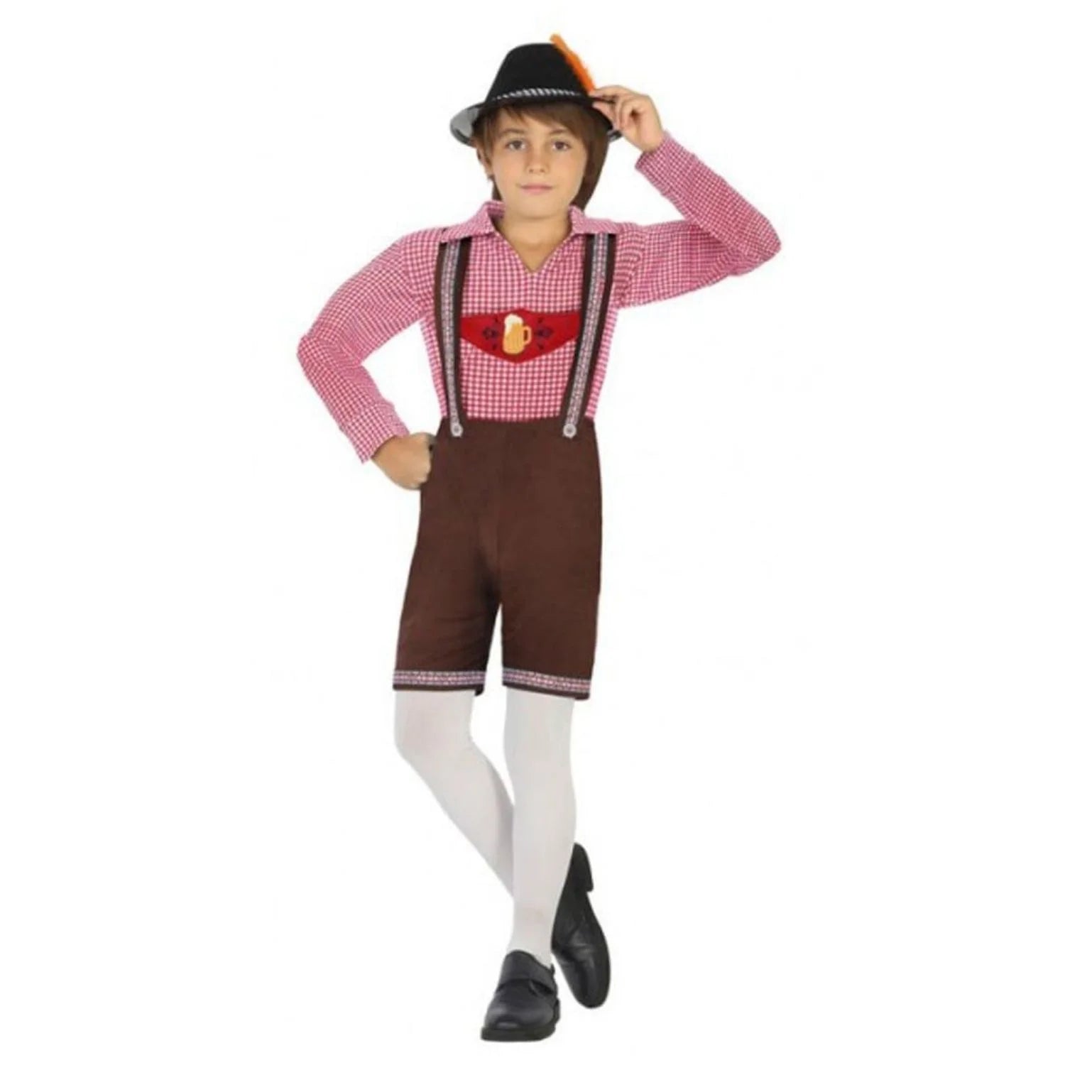 Disfraz tirolés niño con pantalón marrón y tirantes