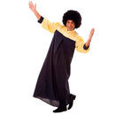 Hombre con disfraz de toga gospel negra y dorada para actuaciones y Carnaval