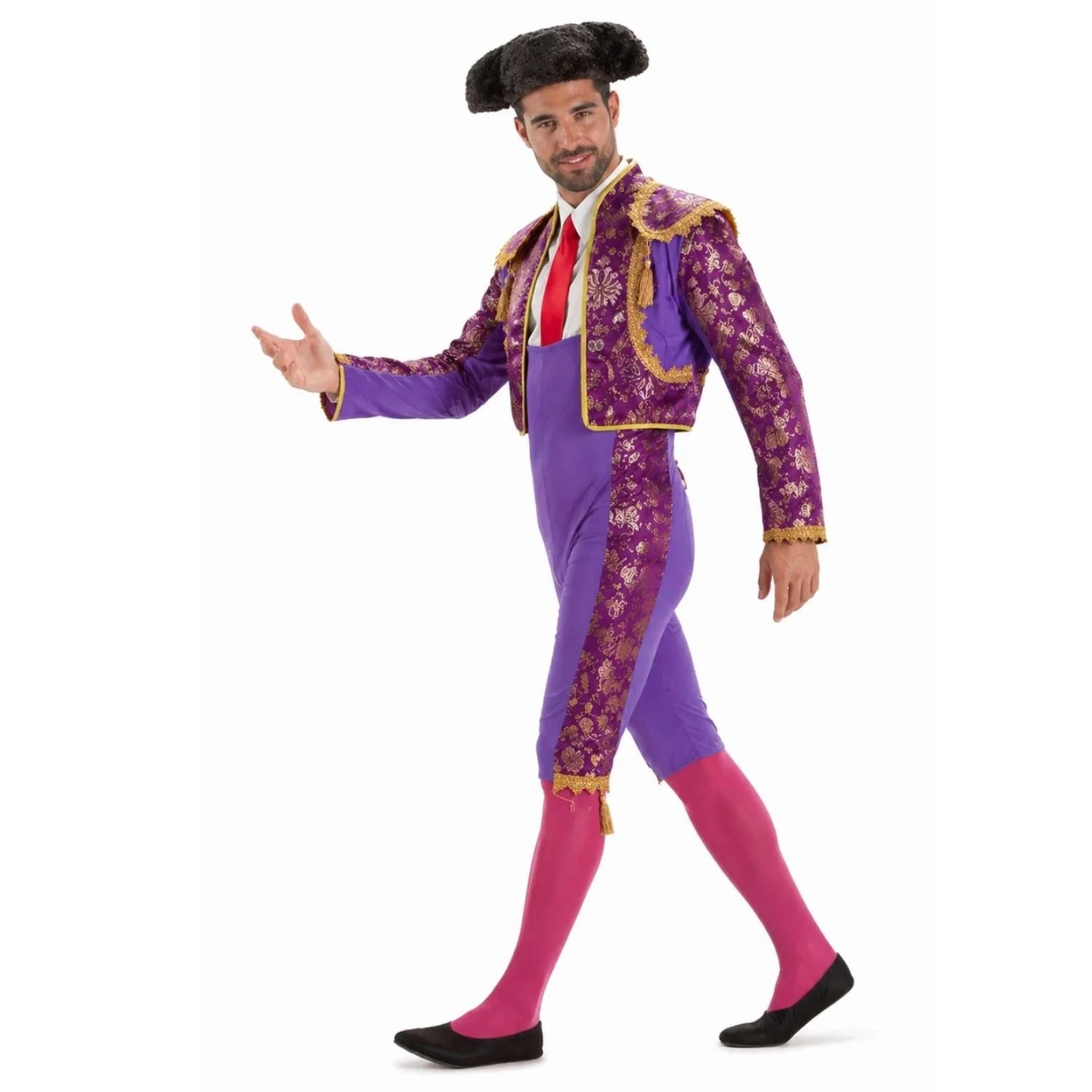 Disfraz torero morado adulto con montera y torera