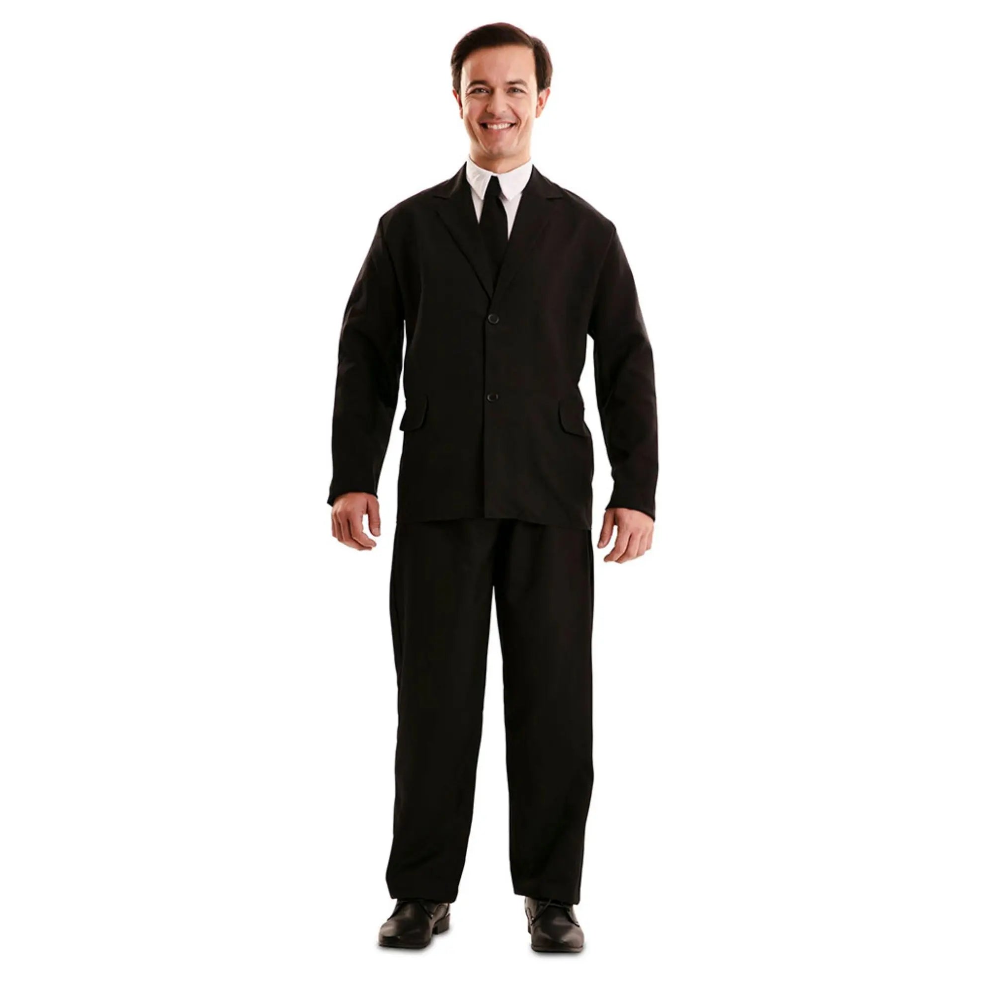Disfraz de traje negro adulto con chaqueta y pantalón estilo agente secreto para Carnaval o Halloween