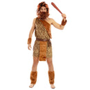 Disfraz de primitivo para hombre con traje marrón estampado animal estilo cavernícola ideal para Carnaval y fiestas temáticas