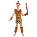 Disfraz de primitiva para niña con traje marrón estampado animal estilo cavernícola ideal para Carnaval