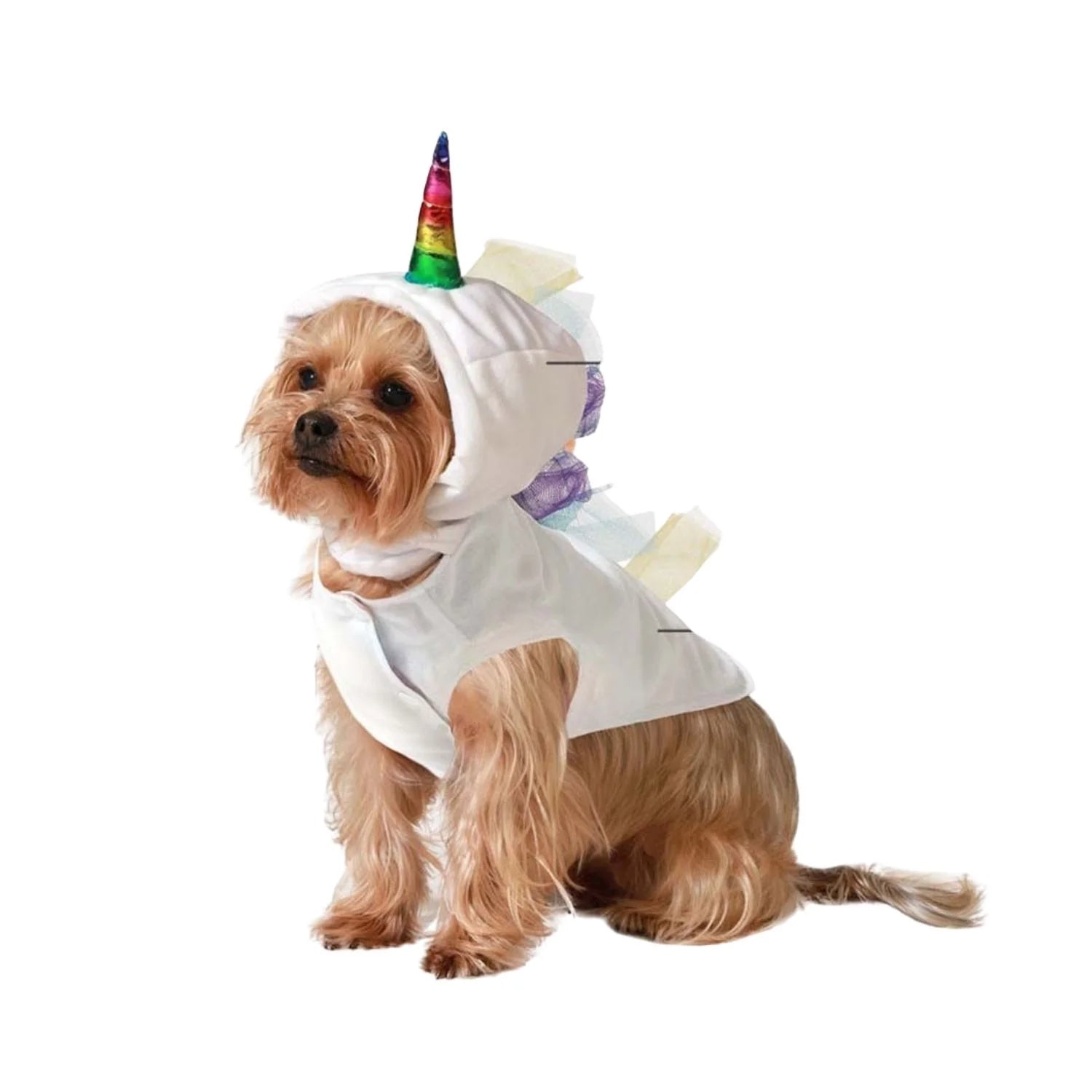 Disfraz de Unicornio para mascota con capucha y cuerno multicolor