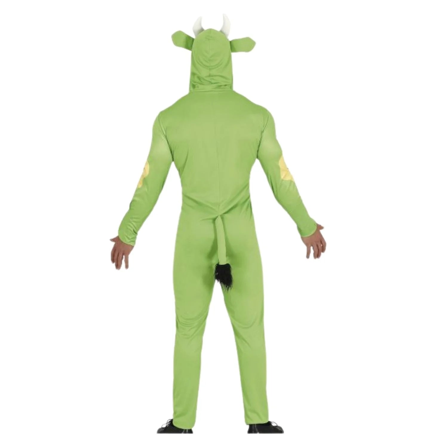 Persona con disfraz cerveza fresca de vaca para Carnaval