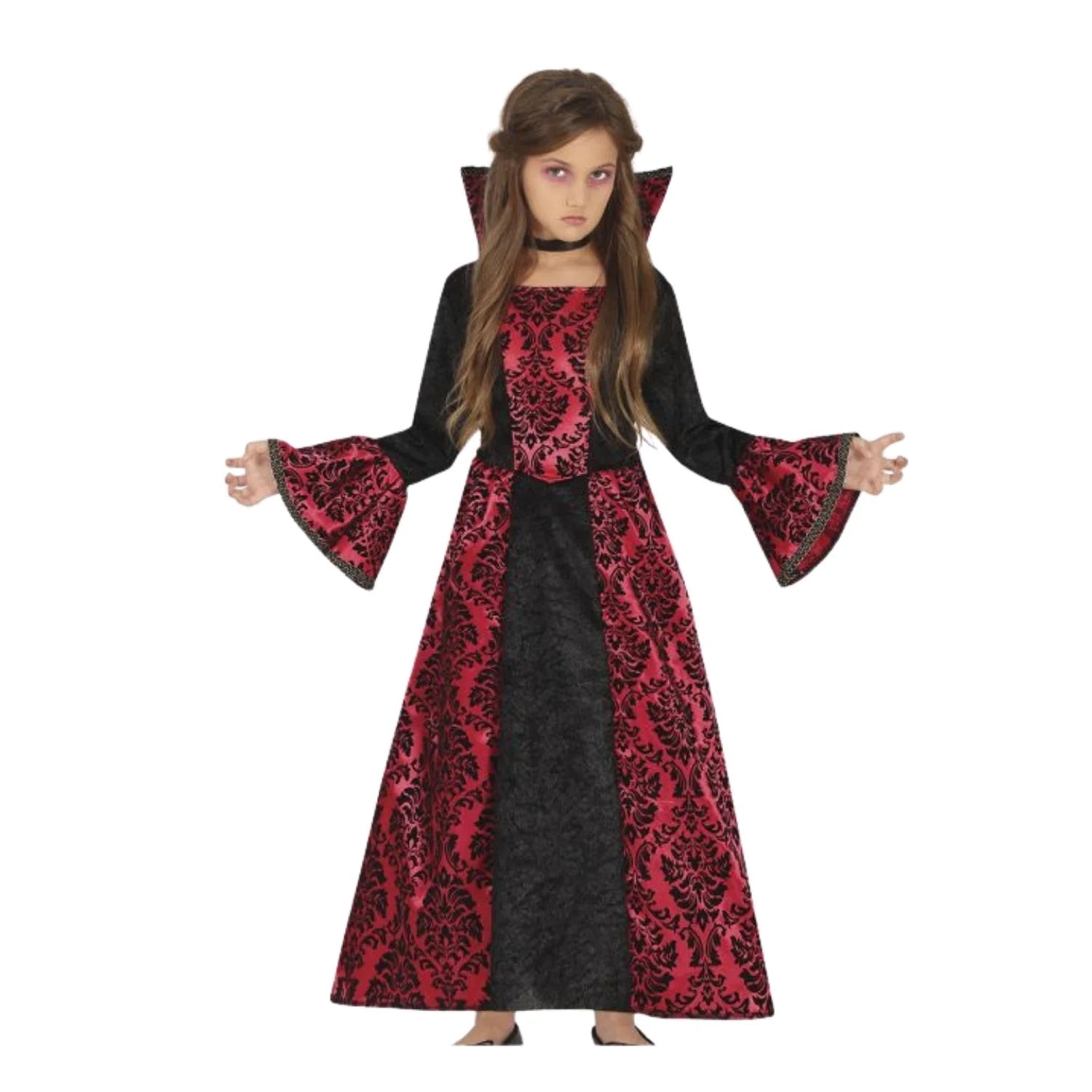 Disfraz vampiresa para niña con vestido oscuro elegante