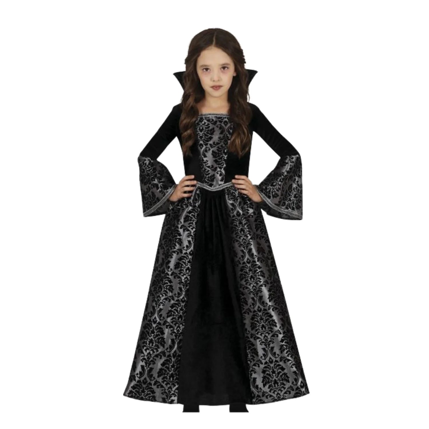 Disfraz vampiresa plata infantil vestido elegante Halloween