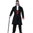 Disfraz de Lord Vampiro para hombre con chaqueta elegante, pechera y pantalón ideal para Halloween