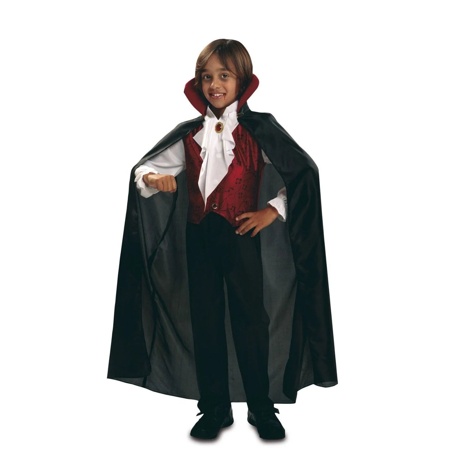 Disfraz Vampiro Gótico Niño con chaleco, pantalones y capa para Halloween