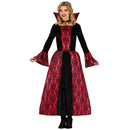 Disfraz de vampiro para mujer con vestido largo granate y negro