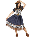Disfraz de cowboy mujer con chaleco y vestido estilo vaquera del Oeste para Carnaval