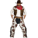 Disfraz de cowboy para hombre con chaleco y cubrepantalón estilo Oeste para Carnaval y fiestas