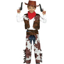 Disfraz de cowboy infantil con chaleco cubrepantalón y pañuelo estilo vaquero del Oeste