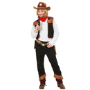 Disfraz vaquero infantil con camisa, chaleco y pañuelo para Carnaval