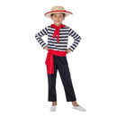 Disfraz de gondolero veneciano para niño con sombrero camisa pañuelo fajín y pantalón ideal para Carnaval