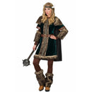 Disfraz de vikinga guerrera para mujer con vestido, capa y accesorios completos