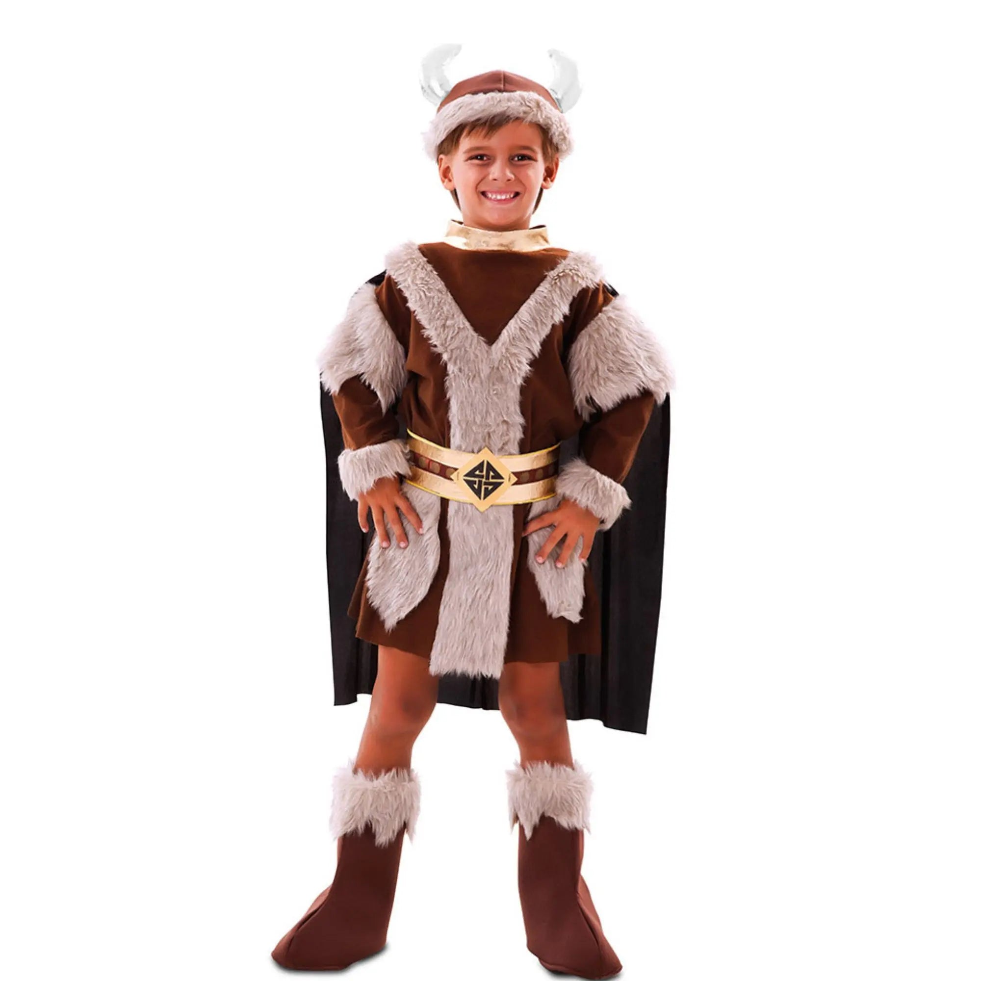 Disfraz de vikingo para niño con túnica sombrero cinturón y cubrezapatos ideal para Carnaval o fiestas escolares